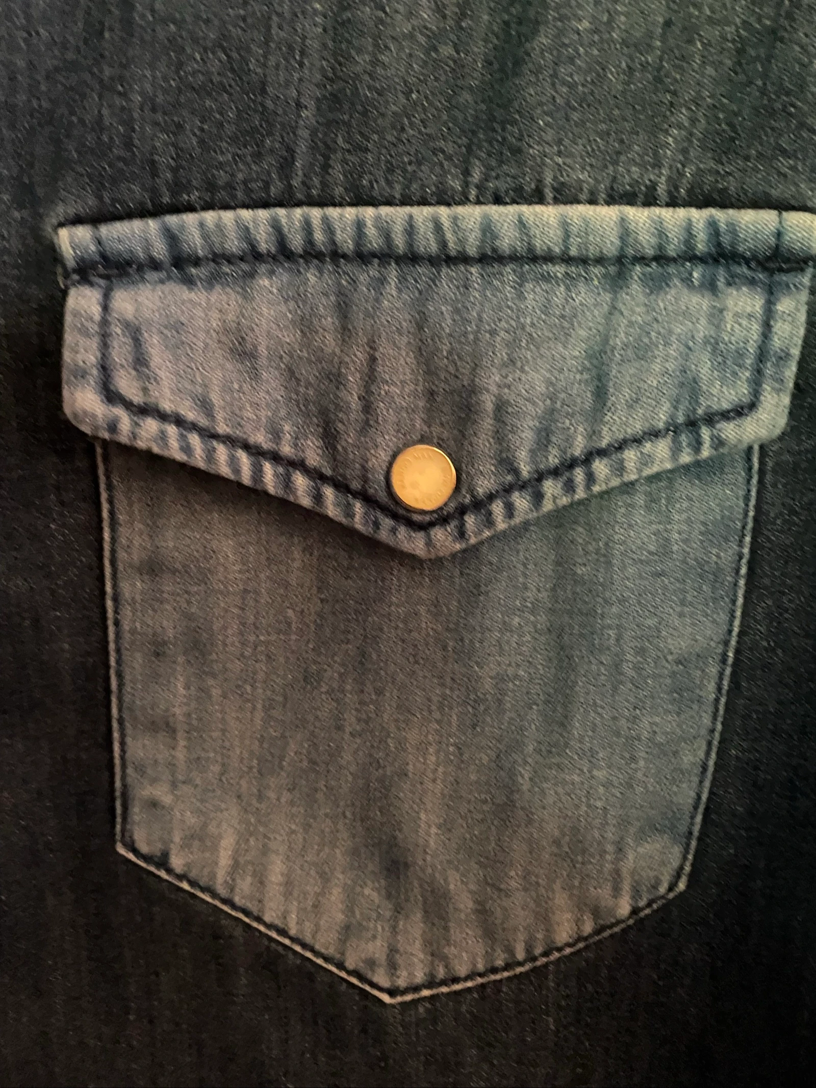 Camisa jeans Mango Man azul denim – Tamanho M – Estilo western com botões de pressão – photo 4